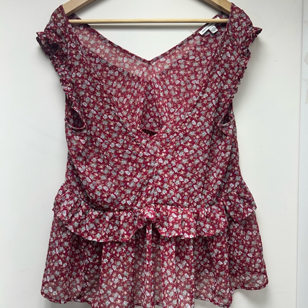 American Eagle Outfitters Red Floral Blouse